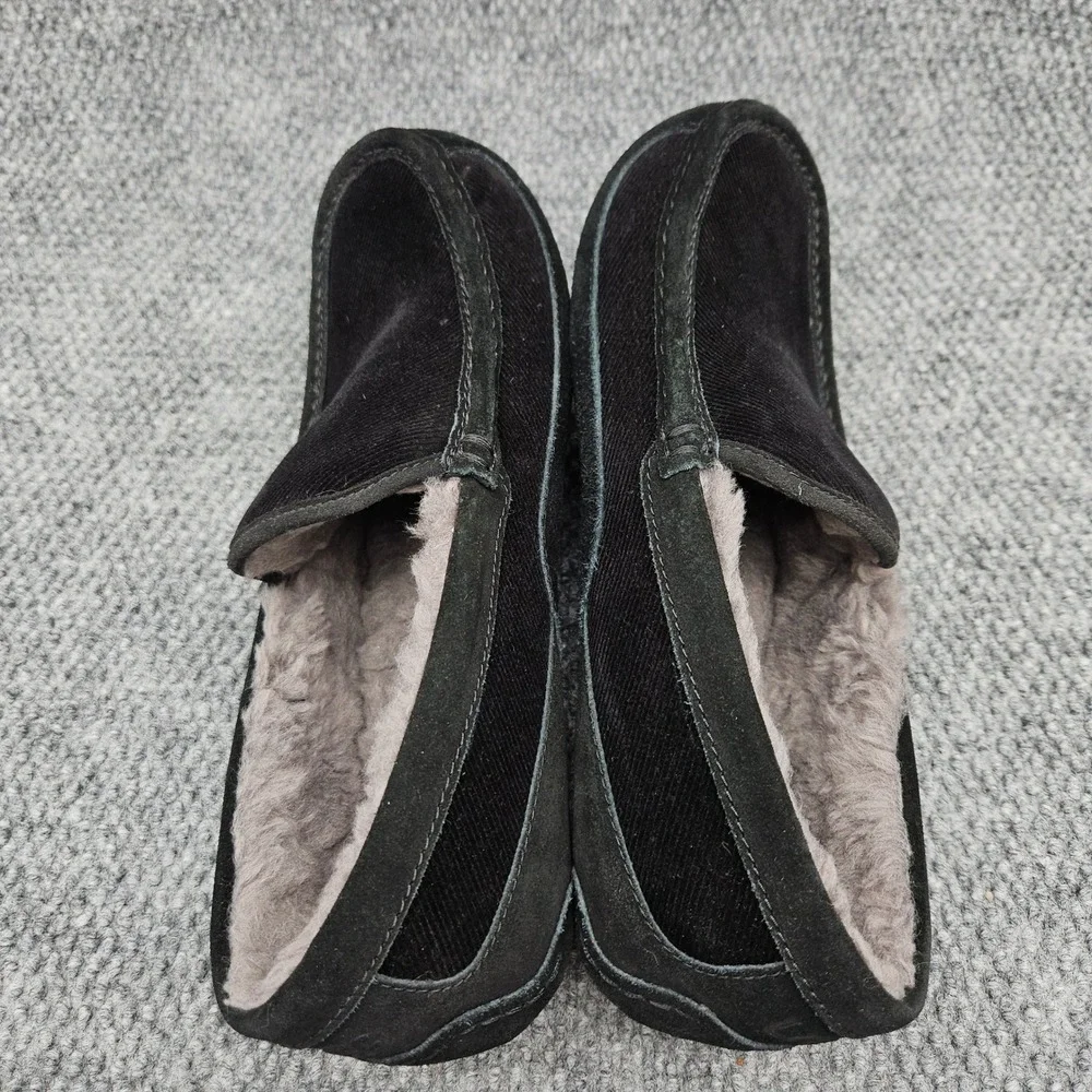 UGG (Men's 12)‎ Black Ascot Corduroy Slippers Moccasins Shearling House Shoes